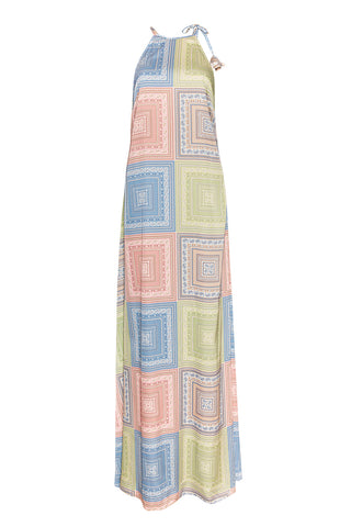 Madge Dress Pastel Tiles Satin