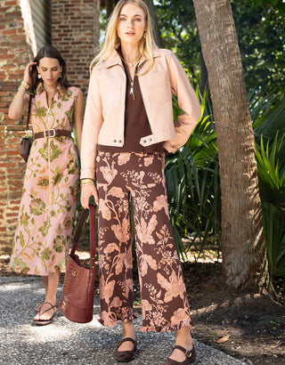Emma Pull On Ruffle Pant Heritage Boho Floral