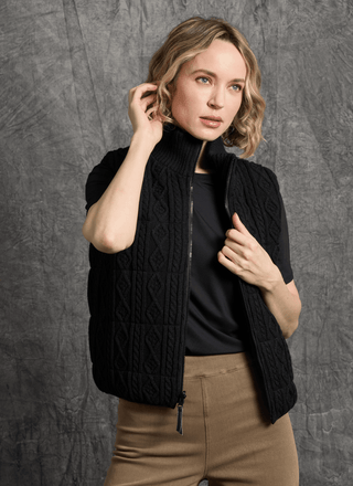 Prudence Reversible Puffer Sweater Vest Black