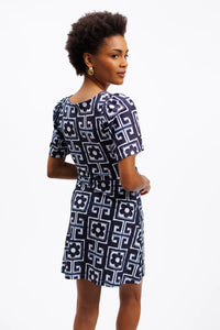 The Pearl Dress Flower Maze Navy