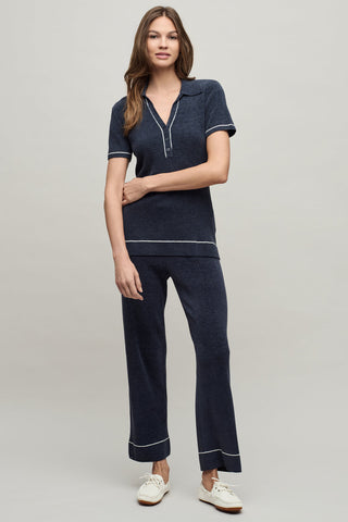 CozyChic Ultra Lite Contrast Stripe Rib Ankle Pant Indigo Pearl