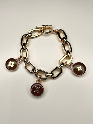 Louis Vuitton Brown Charm Gold Toggle Bracelet