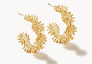 Daisy Hoop Earrings Gold