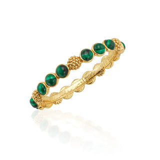 Berry Gem Hinged Bangle Malachite