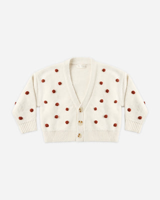 Boxy Crop Cardigan Ruby Bobble Natural