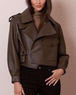 Lambskin Signature Moto Jacket Mocha