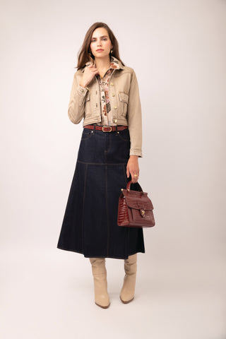 Anola Denim Midi Skirt Dark Bayou Rinse Wash
