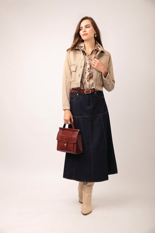 Anola Denim Midi Skirt Dark Bayou Rinse Wash