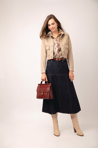 Anola Denim Midi Skirt Dark Bayou Rinse Wash