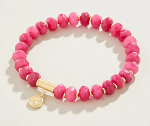 Stone Stretch Bracelet 8mm Pink
