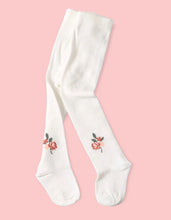 Load image into Gallery viewer, Fine Knit Baby Girl Tights Floral Jacquard/Organic Blend