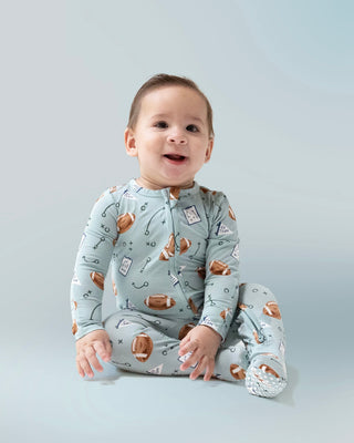 Touchdown Time Gray Mist 2 Way Zipper Footie