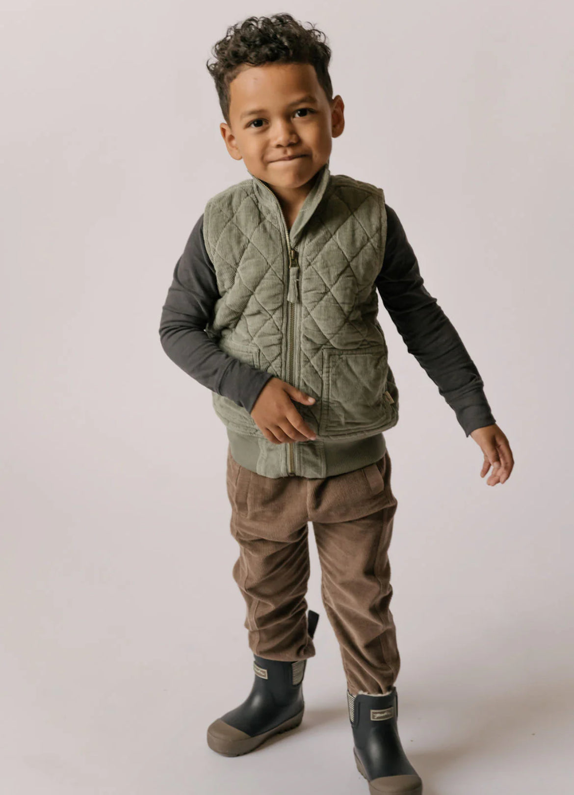 Corduroy Quilted Vest Sage