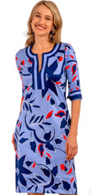 Load image into Gallery viewer, Jersey Split Neck Dress - Full Bloom Khaki Periwinkle
