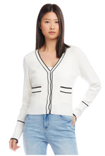Load image into Gallery viewer, Contrast Trim Cardigan Black/Off White