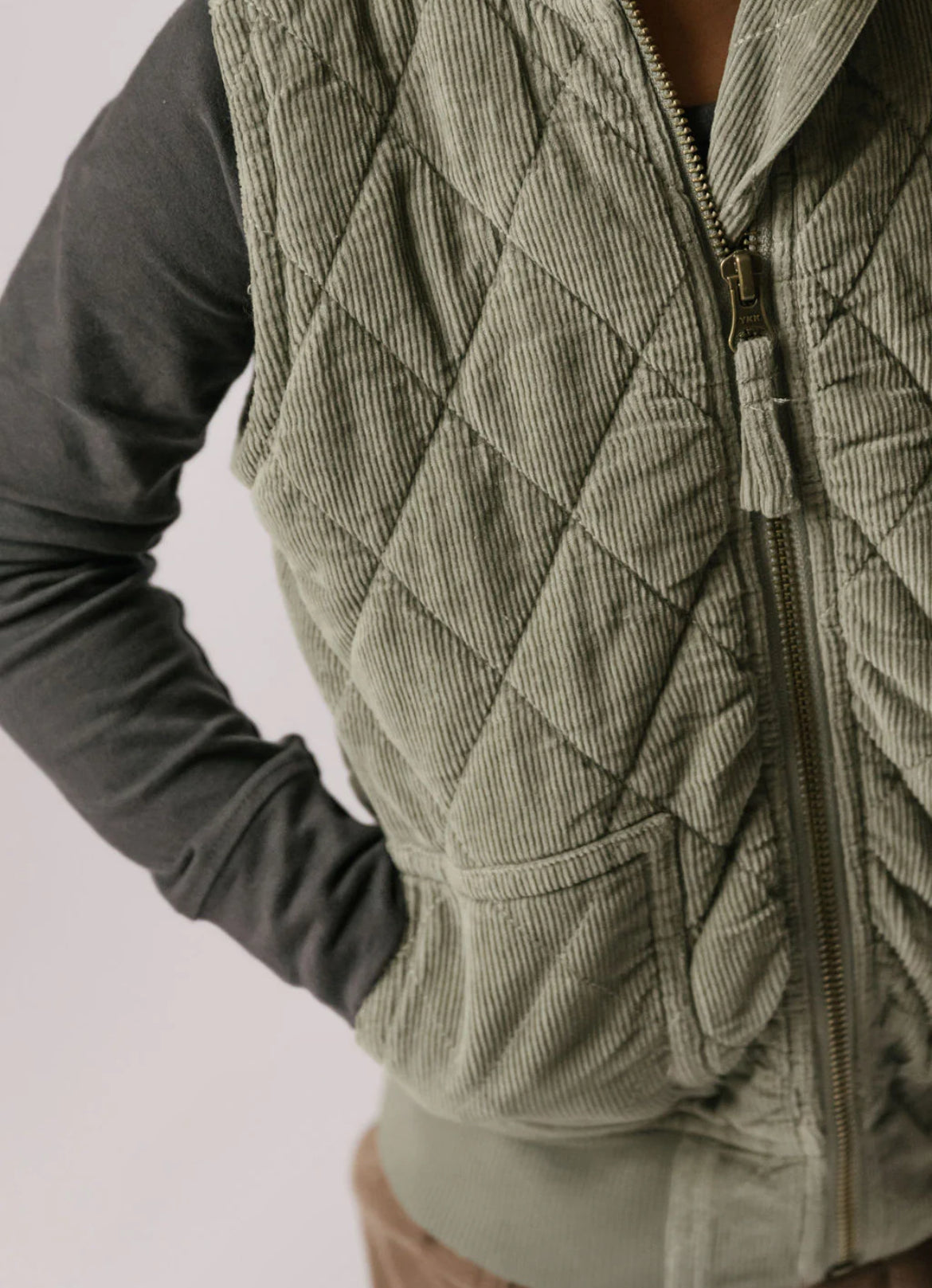 Corduroy Quilted Vest Sage