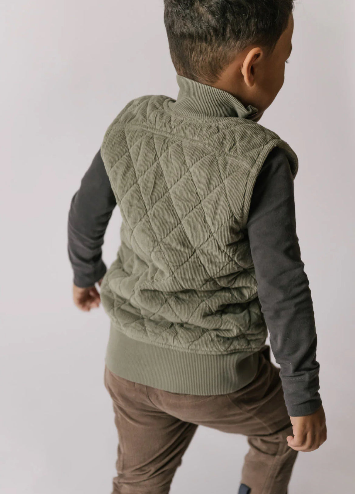 Corduroy Quilted Vest Sage