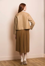 Load image into Gallery viewer, Jessie Liu Round Neck Leather Jacket