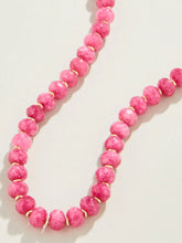 Load image into Gallery viewer, Oval Stone Beaded Necklace 17” Pink