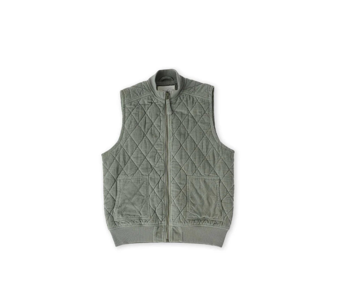 Corduroy Quilted Vest Sage