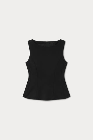 Soft Stretch Ponte Straight Neck Top Black