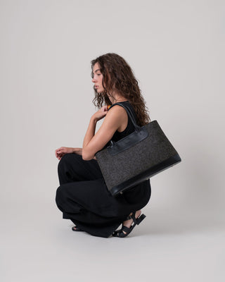 Erin Merino Wool Tote Charcoal Black