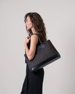 Erin Merino Wool Tote Charcoal Black
