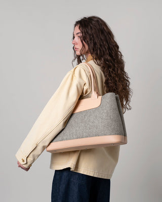 Erin Merino Wool Tote Granite Vachetta