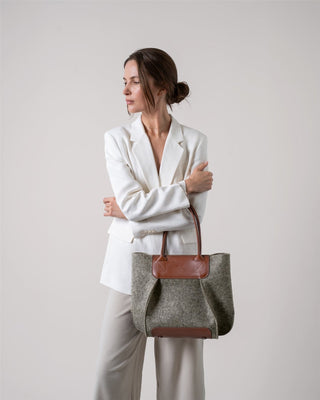 Frankie Merino Wool Midi Tote Ash Brown Sienna