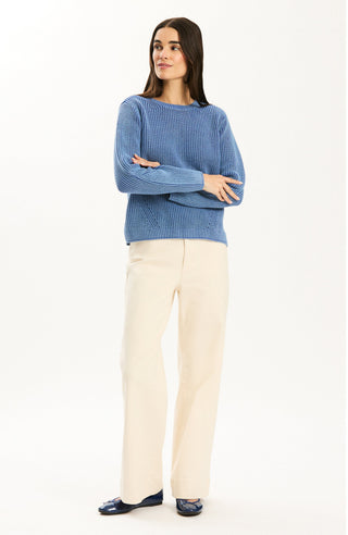Mineral Wash Crew Neck Sweater Deep Cobalt
