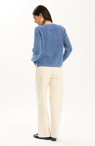 Mineral Wash Crew Neck Sweater Deep Cobalt