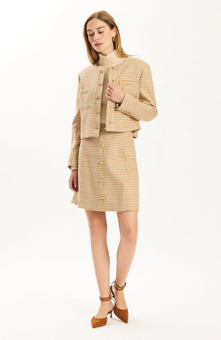 Janice Houndstooth Jacket Ivory Fennel
