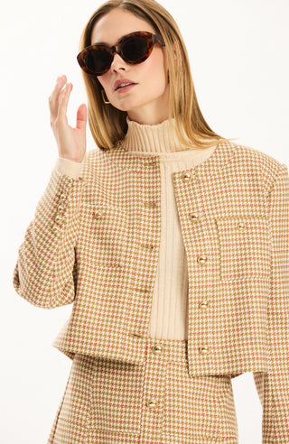 Janice Houndstooth Jacket Ivory Fennel