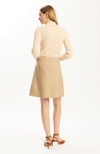 Simone Houndstooth Skirt Ivory Fennel