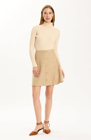 Simone Houndstooth Skirt Ivory Fennel