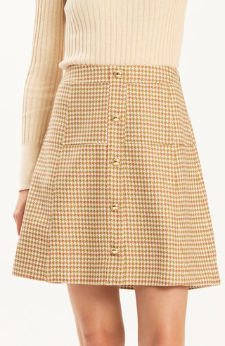 Simone Houndstooth Skirt Ivory Fennel