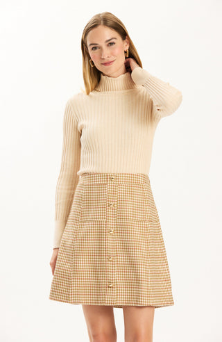 Simone Houndstooth Skirt Ivory Fennel
