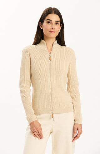 Chatham Ribbed Cardigan Pebble