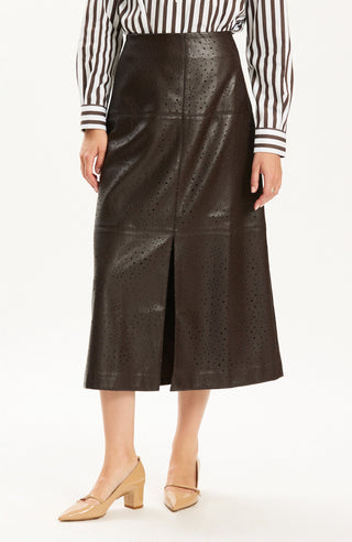 Phoebe Punched Vegan Leather Skirt Demitasse