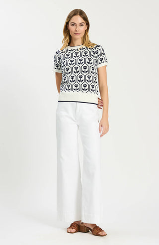 Mimi Cotton Tulip Short Sleeve Sweater Beacon Blue