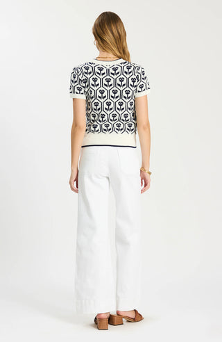 Mimi Cotton Tulip Short Sleeve Sweater Beacon Blue