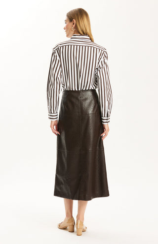 Phoebe Punched Vegan Leather Skirt Demitasse