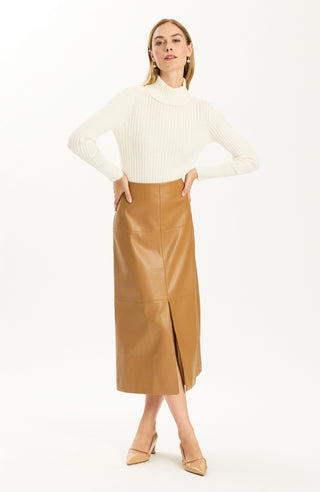 Phoebe Vegan Leather Skirt Latte