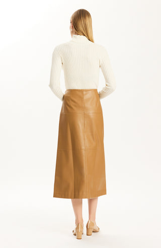 Phoebe Vegan Leather Skirt Latte