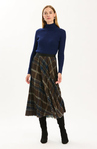 Cara Pleated Skirt Brown Plaid