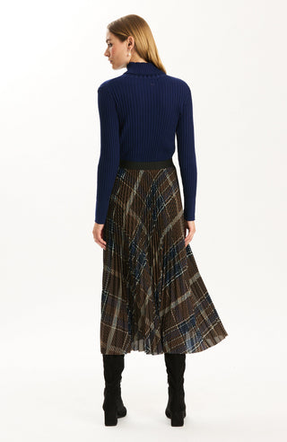 Cara Pleated Skirt Brown Plaid