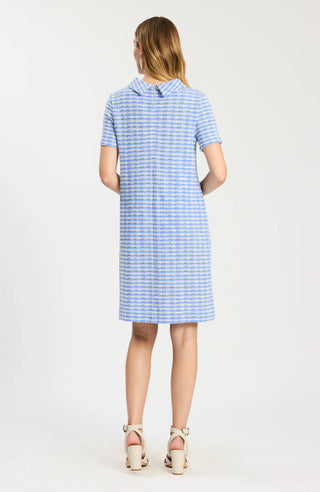 Kristen Knit Dress Vista Blue White