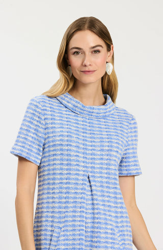 Kristen Knit Dress Vista Blue White