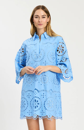 Penny Eyelet Tunic Dress Vista Blue