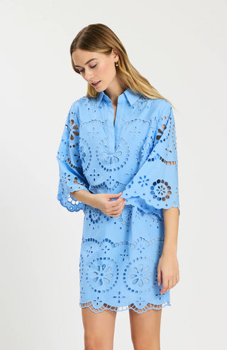 Penny Eyelet Tunic Dress Vista Blue